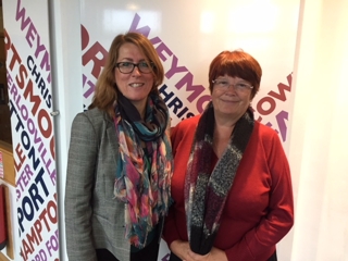 Susan with Professor Claire Foster at BBC Radio Solent